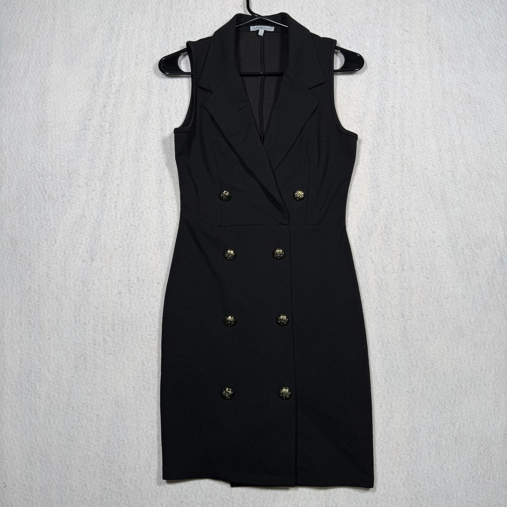 Charlotte Russe Womens Black Sleeveless Double Breasted Blazer Mini Dress Small